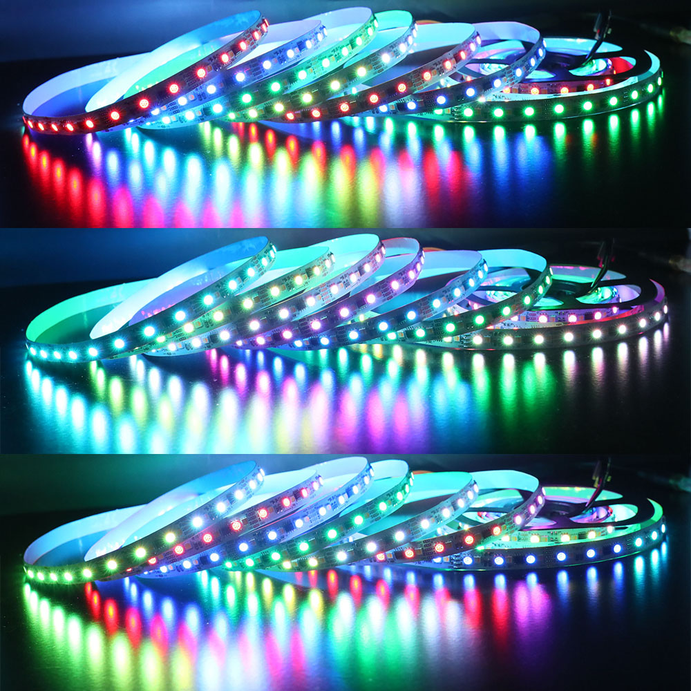 WS2811 Addressable RGB+CCT Color Chasing LED Strip Lights - 12V/5V 12mm 120LEDs/m